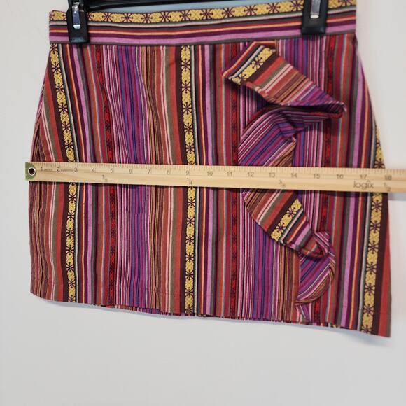 Lucca Couture Bohemian Striped Mini Skirt Size M Multicolor Knit Ruffle Hippie - Picture 8 of 10